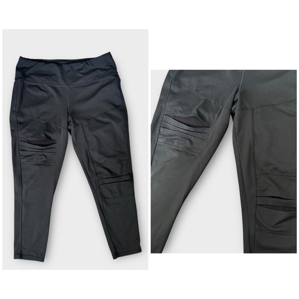 Zelos black leggings with cutout knee accent